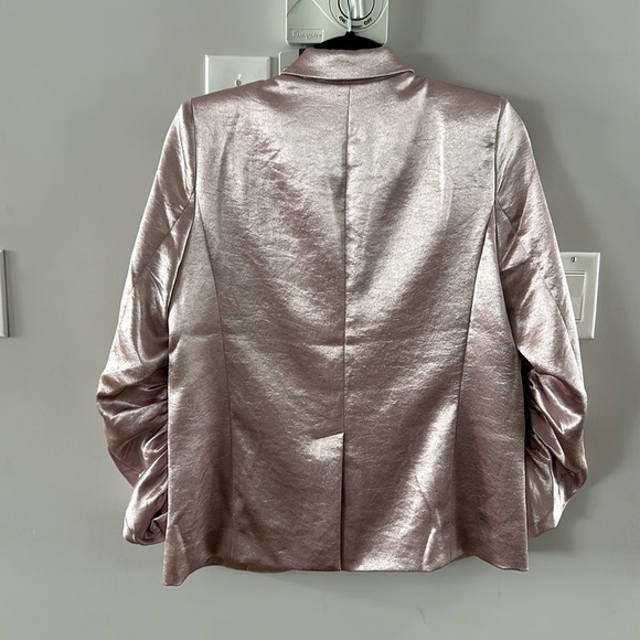 Generation Love Metallic Ruched Sleeve Fabien Blazer in Pink - Picture 9 of 15